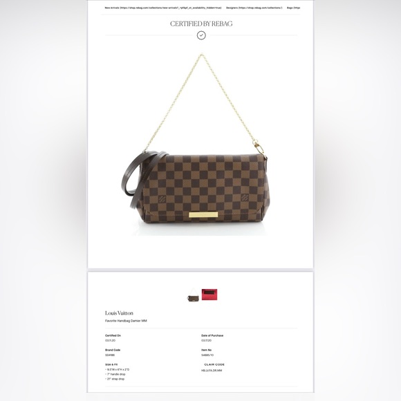 Louis Vuitton Favorite Handbag Damier Ebene MM - Picture 14 of 14